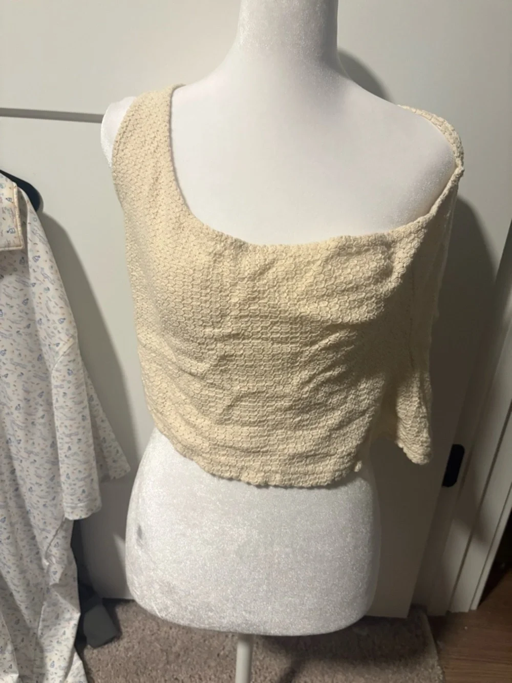 Knit Tie-Front Halter Top in Cream - Picture 3 of 10